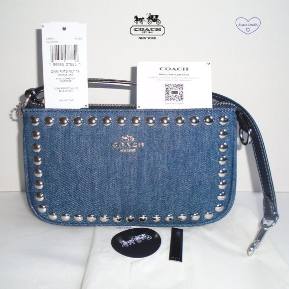 NWT Coach Nolita 19 In Denim with Rivets & Chained Id Case - Picture 2 of 16